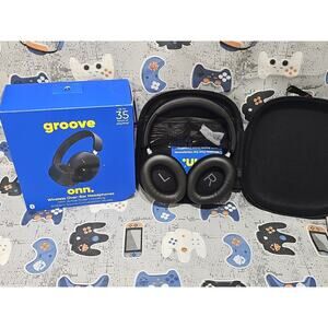 Groove Onn. Wireless Over-Ear Headphones w/Active Noise Canceling, Blk OPEN NEW